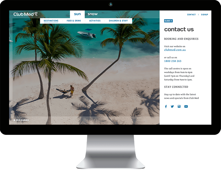 Club Med approached RADAR to create an immersive, brand website to position Club Med as a premium brand