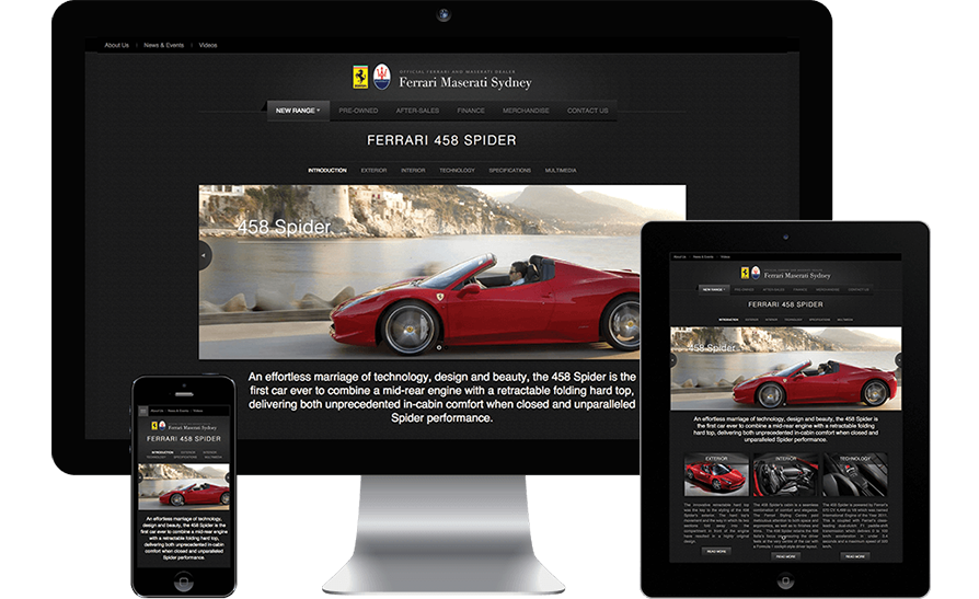 Ferrari Maserati engaged RADAR to develop a visually appealing and immersive new website