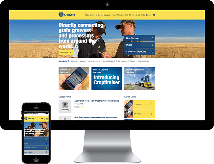 For GrainCorp RADAR was engaged to build a new mobile responsive website