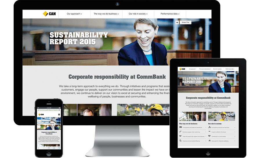 CBA approached RADAR to develop an interactive Corporate Sustainability microsite, which delivers information in an interesting, easy to digest manner