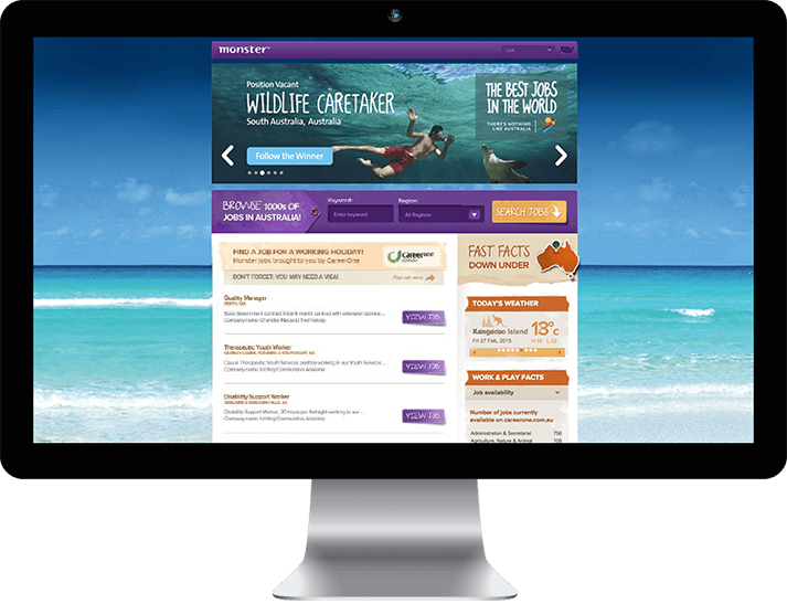CareerOne & Tourism Australia approached RADAR to produced a digitally led, online advertising campaign for Tourism Australia's ‘Best Jobs In The World’